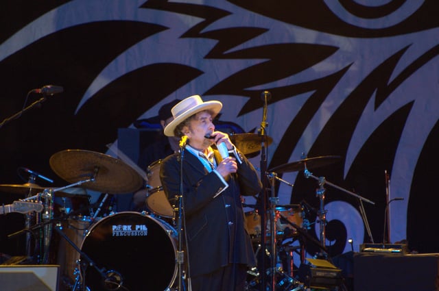 Bob Dylan performing at Finsbury Park, London, June 18, 2011