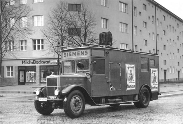 A Siemens truck being used as a Nazi public address vehicle in 1932