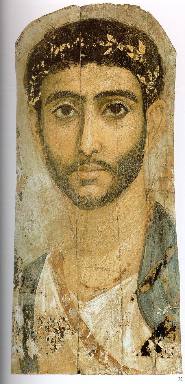 The Fayum mummy portraits epitomize the meeting of Egyptian and Roman cultures.