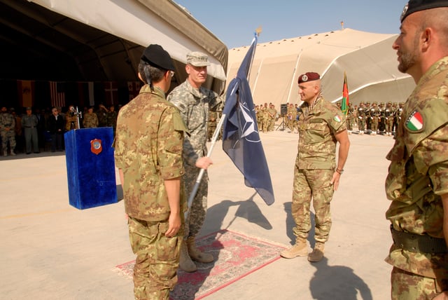 ISAF General David M. Rodriguez at an Italian change of command in Herat