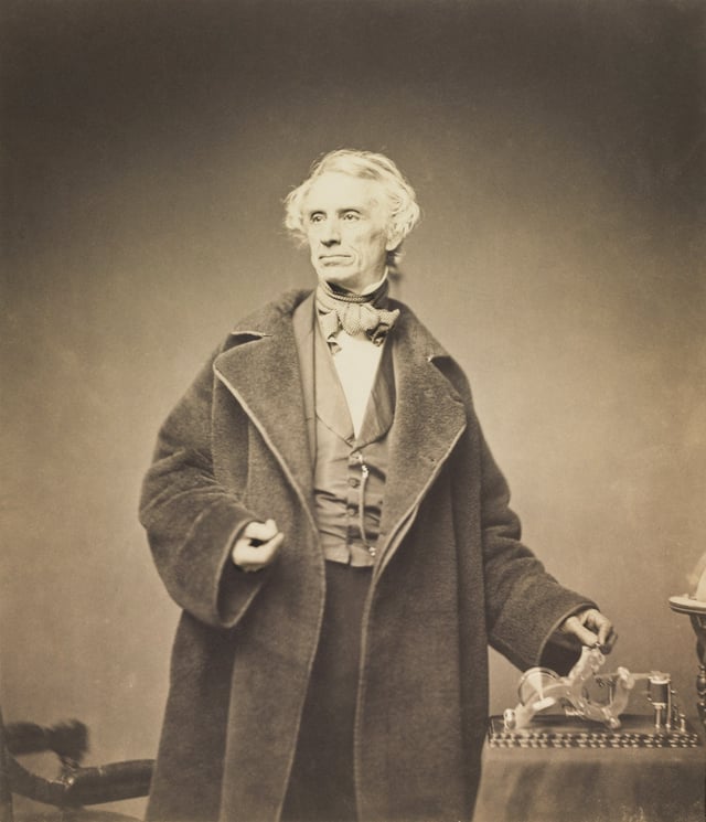 Morse with his recorder. Photograph taken by Mathew Brady in 1857.