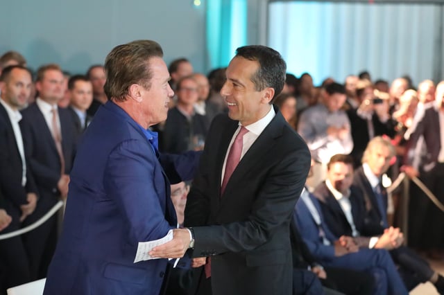 Schwarzenegger with Austrian Chancellor Christian Kern in September 2017
