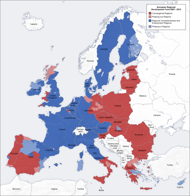 Economic classification of European regions according to Eurostat