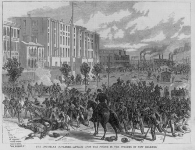 White Leaguers attacking the New Orleans integrated police force and state militia, Battle of Liberty Place, 1874