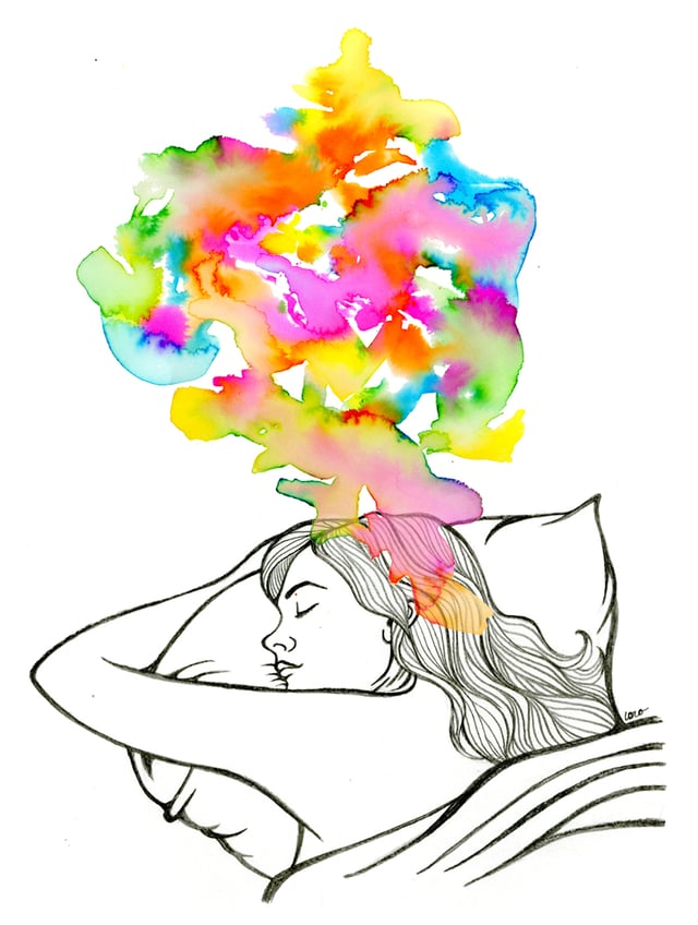 An artist's creative illustration depicting REM sleep.