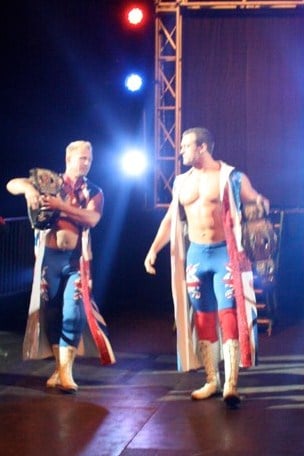 Magnus (right), one half of The British Invasion as TNA World Tag Team Champions