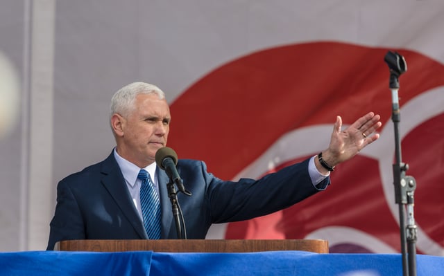 Pence speaking at the 2017 March for Life in Washington, D.C.