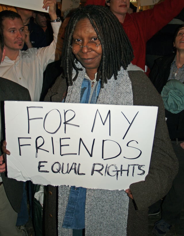 In New York City protesting California Proposition 8 (2008)