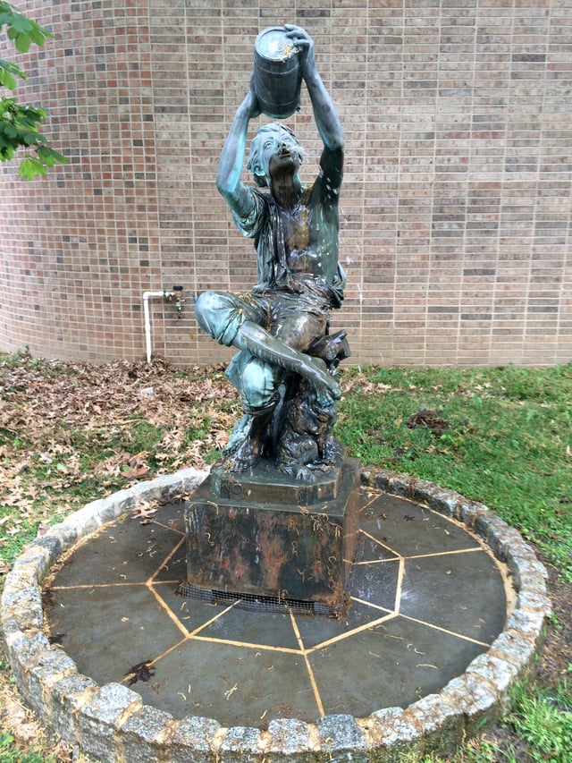 A replica of The Little Vintner of Colmar by Frédéric Auguste Bartholdi, given by the town of Colmar to Princeton, its sister city, in 1988
