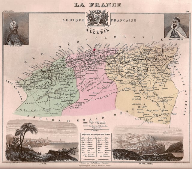 The three Algerian departments in 1848