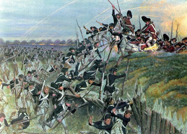 Storming of Redoubt No. 10 in the Siege of Yorktown during the American Revolutionary War prompted the British government to begin negotiations, resulting in the Treaty of Paris and British recognition of the United States of America.