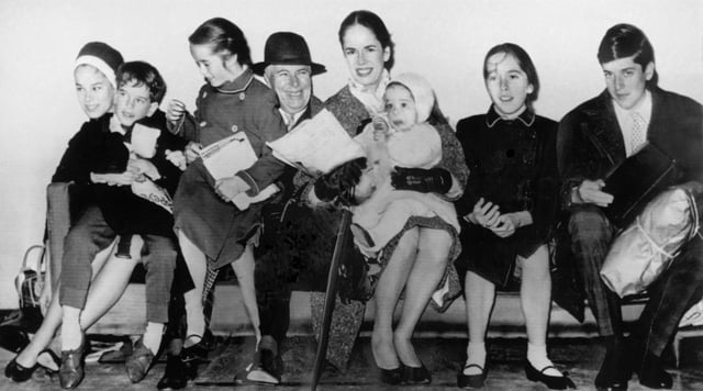 Chaplin with his wife Oona and six of their children in 1961
