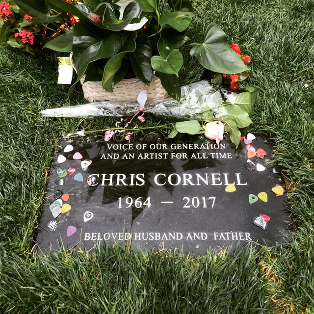 The grave of Chris Cornell, at Hollywood Forever Cemetery.