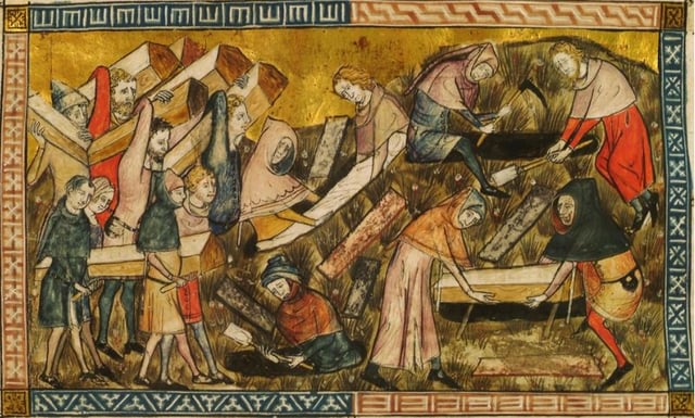 Citizens of Tournai bury plague victims