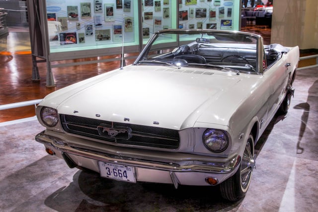 "1964½" Mustang convertible Serial #1, sold to Stanley Tucker who was given the one millionth Mustang in exchange for his historic car