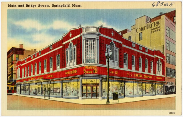 1940s postcard of Kresge store in Springfield, Massachusetts