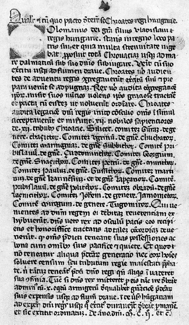 The 14th-century manuscript of the Pacta conventa