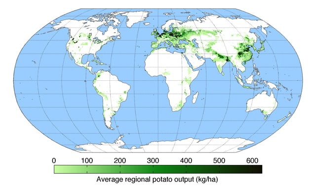 Global production of potatoes in 2008