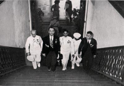 President Manuel L. Quezon ascending at the Malacañang Palace Grand Staircase