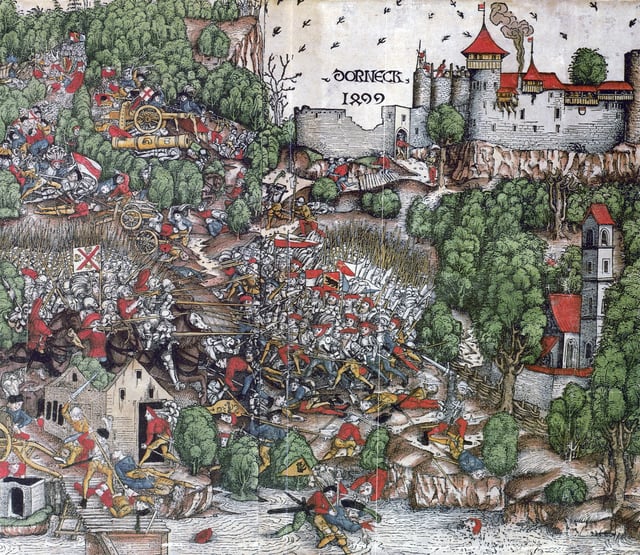 Contemporary woodcut of the Battle of Dornach.