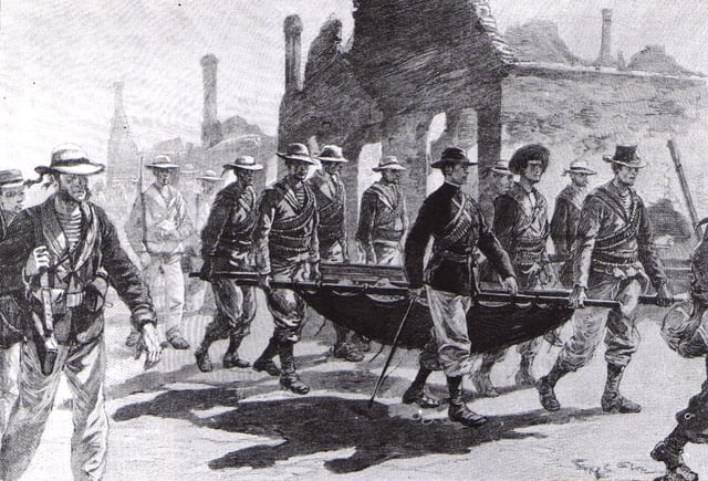 Admiral Seymour returning to Tianjin with his wounded men on 26 June