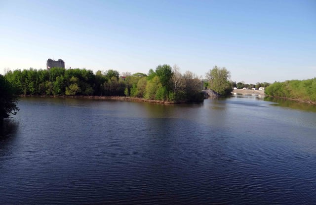 The St. Marys River (left) and St. Joseph River (right) converge to form the Maumee River (foreground).