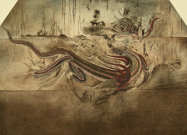 The Blue Dragon mural depiction at the Goguryeo Tombs.
