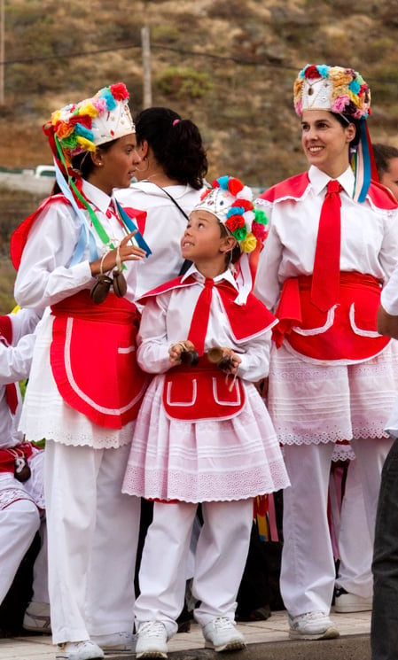 Dancers with typical costume in El Tamaduste (El Hierro).