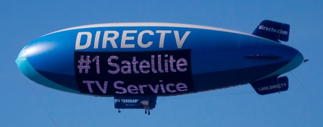 DirecTV Blimp flying over West Las Vegas during the Consumer Electronics Show 2015.