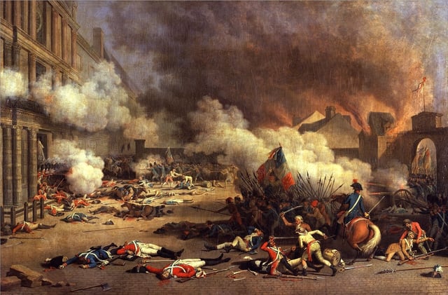 On 10 August 1792 the Paris Commune stormed the Tuileries Palace and killed the Swiss Guards.