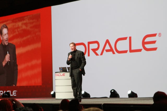 Larry Ellison lecturing at the Oracle OpenWorld, San Francisco 2010