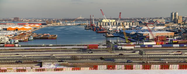 Port Newark with New Jersey Turnpike in foreground