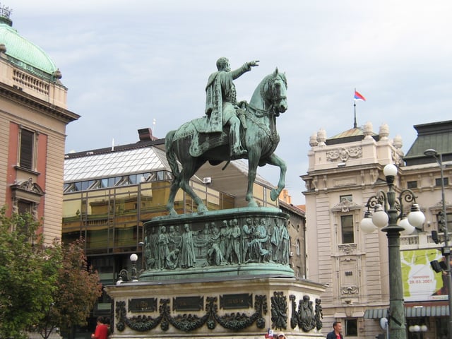 The statue of Prince Mihailo on Republic Square in Belgrade.