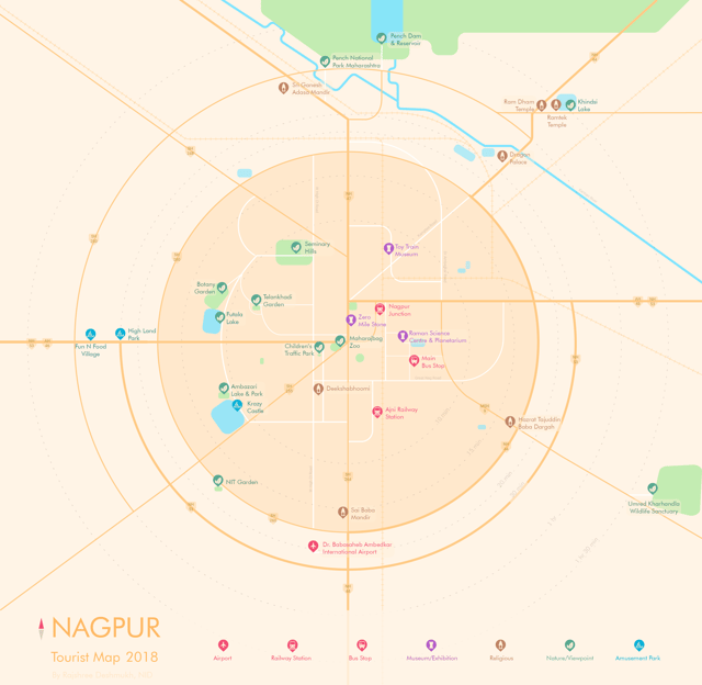 Schematic Tourist Map of Nagpur city