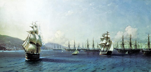 Ivan Aivazovsky. Black Sea Fleet in the Bay of Theodosia, just before the Crimean War