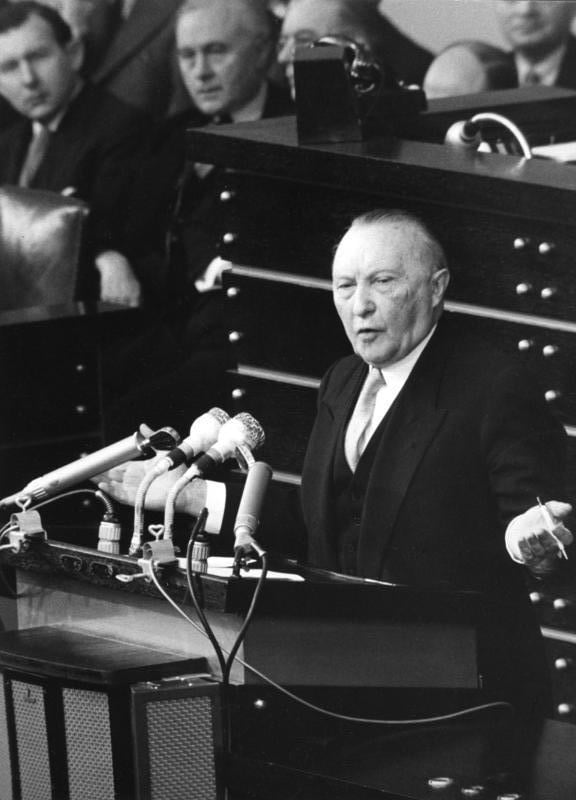 Konrad Adenauer in parliament, 1955