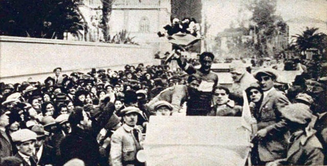 Costante Girardengo being honored for his win in the 1923 Milan–San Remo.
