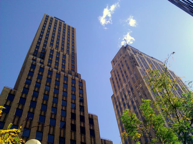 Looking up in the heart of Oklahoma City's Central Business District