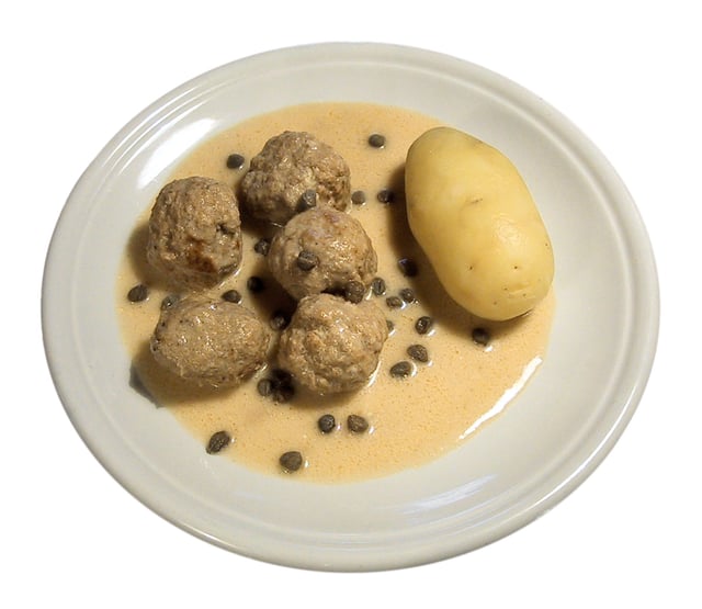 Königsberger Klopse are a Prussian specialty of meatballs in a white sauce with capers that can be found in many restaurants in Kaliningrad.