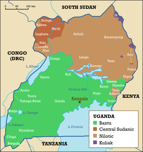 An ethnolinguistic map of Uganda