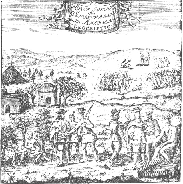 New Sweden – encounter between Swedish colonists and the natives of Delaware