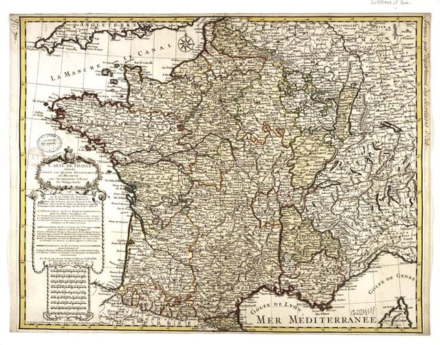 Map of France after the death of Louis XIV