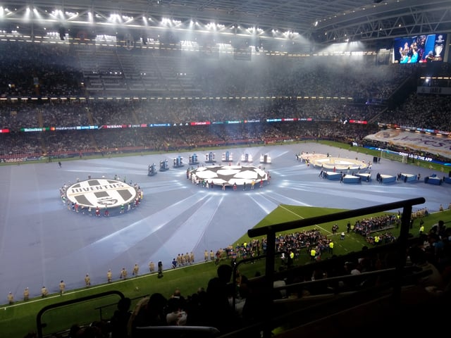 Pre-match display at the 2017 UEFA Champions League Final between Real Madrid and Juventus