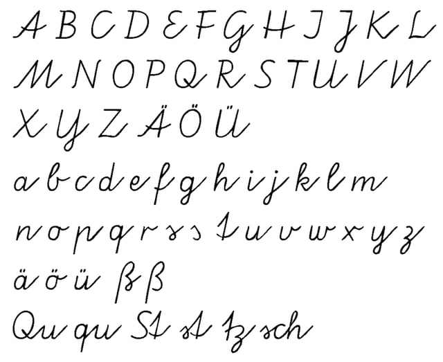 German alphabet, elementary school handwriting program in some West German states