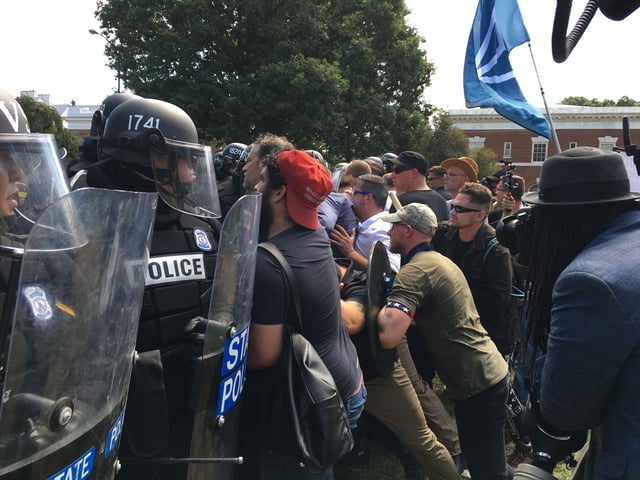 White nationalist protesters clash with police during the Unite the Right rally in Charlottesville, Virginia