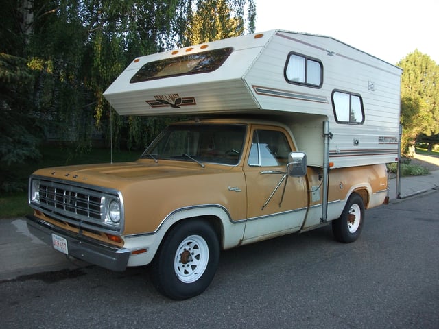 1974 Dodge D200 with camper