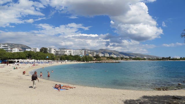 Beach in the southern suburb of Alimos, one of the many beaches in the southern coast of Athens