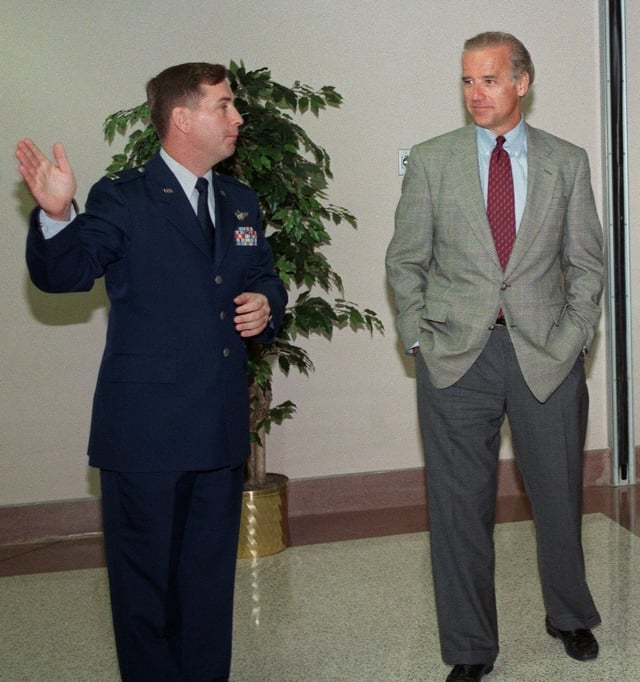 Biden receiving a 1997 tour of a new facility at Delaware's Dover Air Force Base