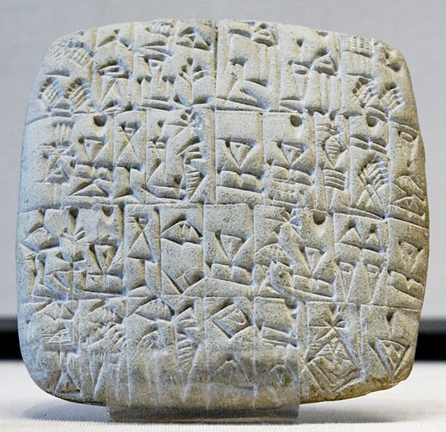 Bill of sale of a male slave and a building in Shuruppak, Sumerian tablet, circa 2600 BC.