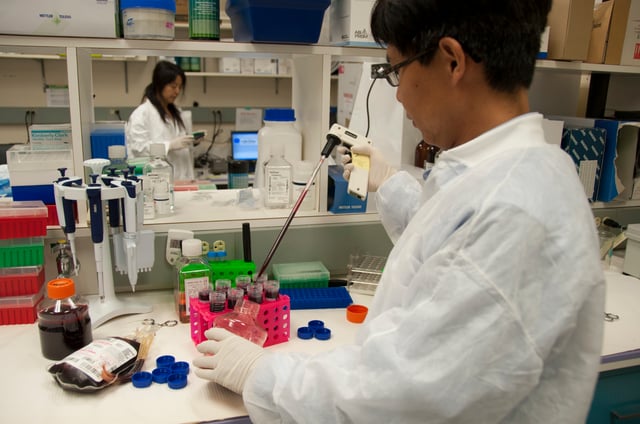 FDA scientist prepares blood donation samples for testing